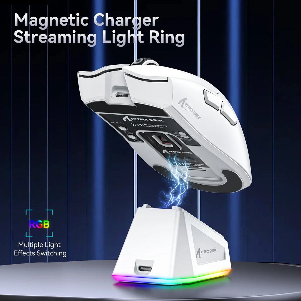 Attack Shark X11 White  Bluetooth Wireless Mouse Three Mode