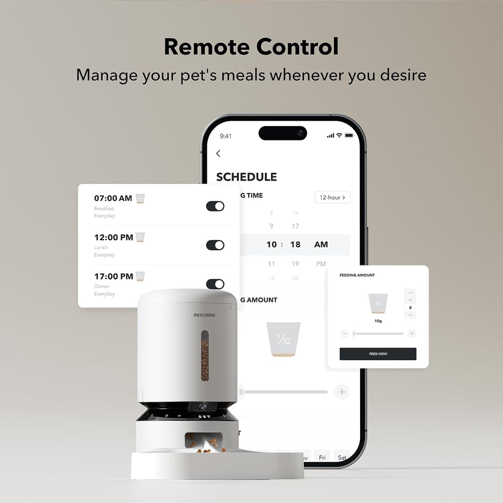 PETLIBRO Automatic Cat Feeder with Camera for Two Cats, 1080P HD Video with Night Vision, 5G Wifi Pet Feeder with Phone APP Control, 2-Way Audio for Cat & Dog, Low Food & Motion & Sound Alerts